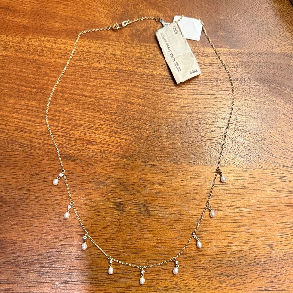 Nadri Gold and Freshwater Pearl CZ Necklace NWT